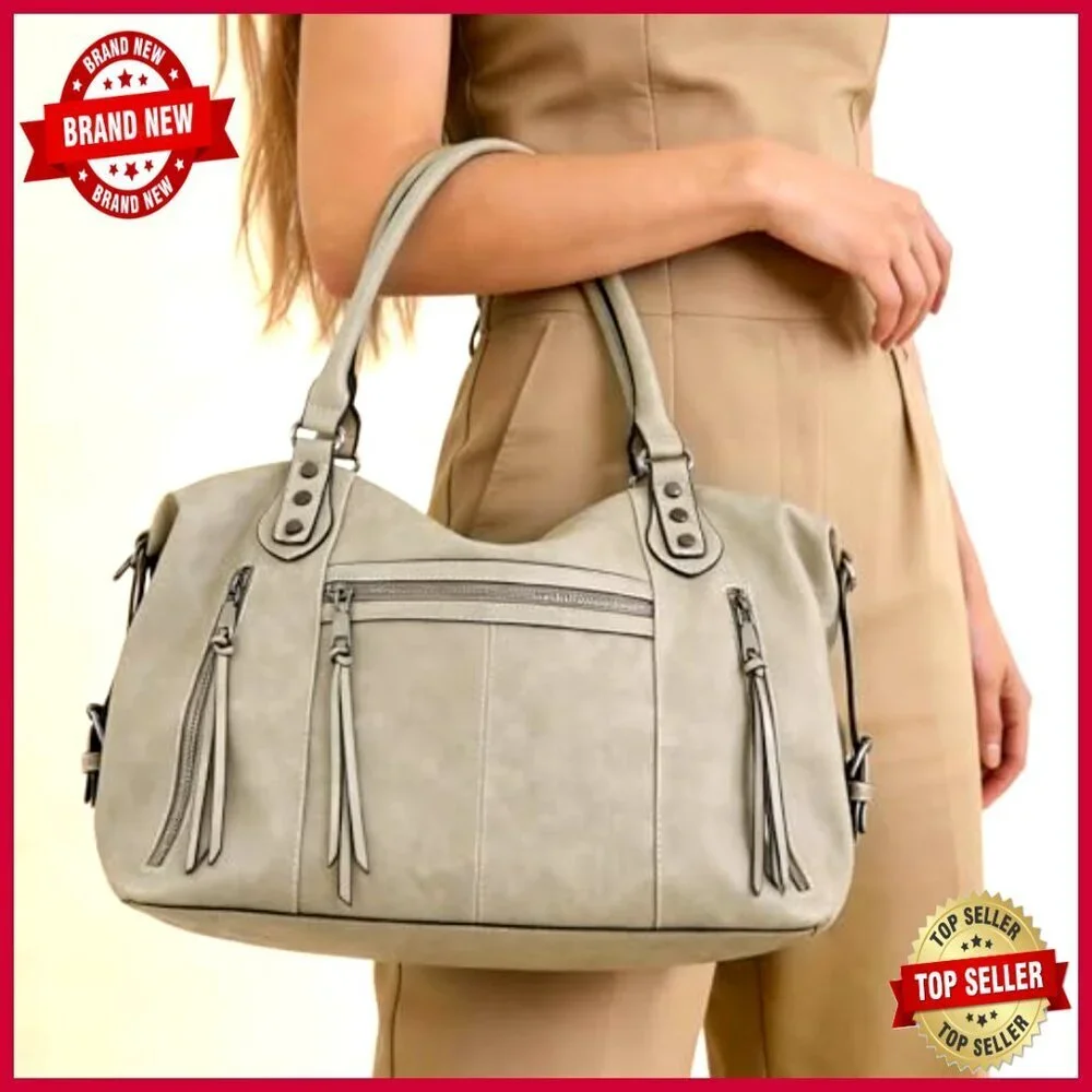 Soft Faux Leather Tote Bag with Adjustable Strap Fits 15 Inch Laptop